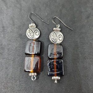 Handmade Vintage Glass Earrings Hook Drop Dangle 2